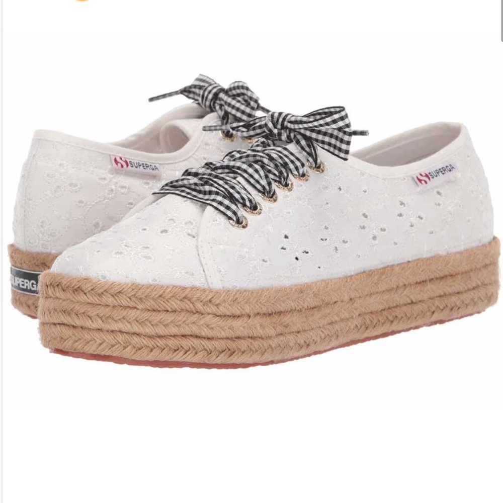 SUPERGA Sangallo Floral Eyelet gingham Sneakers 10